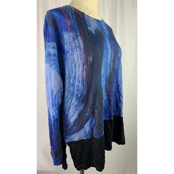 Medium Jessie and Jane Women's Blue Brushstroke Top Made in USA - Picture 3 of 8